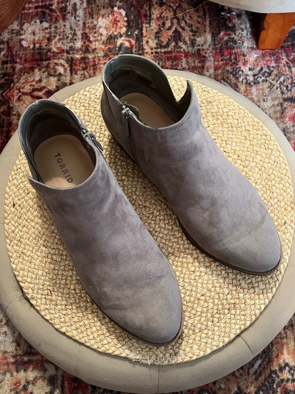 torrid Gray Suede Side-Zip Ankle Booties
